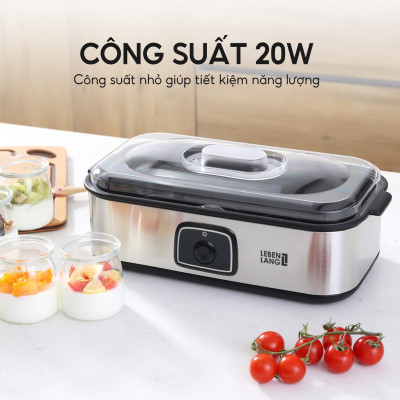 Máy làm sữa chua Lebenlang LBL9139, máy ủ sữa chua công suất 20W, dung tích 180ml, gồm 8 lọ thủy tinh, bảo hành 2 năm - hàng chính hãng
