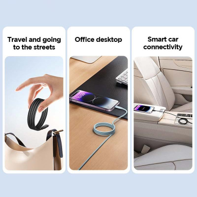 Cáp Sạc Nhanh Pisen Quick Magipi Magloop Lightning USB-C 27W 1m - Màu Xanh