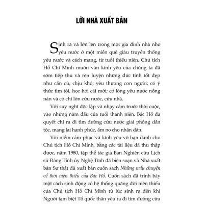 Thời niên thiếu của Bác Hồ (Xuất bản lần thứ hai) bản in 2025