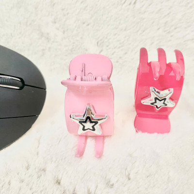 Combo 2 kẹp càng cua màu hồng đính ngôi sao