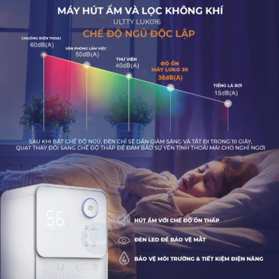 Máy Hút Ẩm & Lọc Không Khí ULTTY LUK016 Công suất 16-20L/Ngày - Hàng Chính Hãng