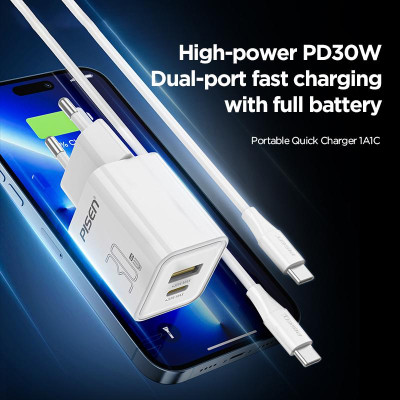 Sạc Nhanh Pisen Quick - Vivid GaN 1C1A 30W - Pisen CL1200