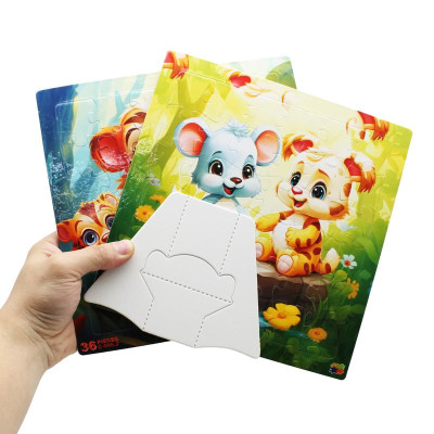 Bộ 2 Tranh Xếp Hình 36 Mảnh Để Bàn 23 x 23 cm - Minh Châu C2-008