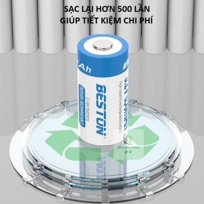 Bộ sạc pin 3V Beston CD643 kèm 2 pin sạc RCR123A Dung lượng cao dùng cho máy ảnh, camera, thiết bị đo, đèn pin, ống nhòm - Hàng chính hãng
