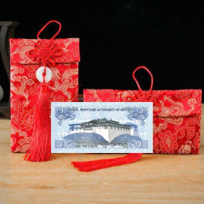 Túi gấm con Rồng màu xanh loại 1 Bhutan sưu tầm, làm quà tặng