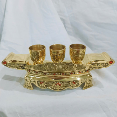 Bộ Ly Nước Thờ Cúng Bằng Đồng, Bộ 5 Ly, Bộ 3 Ly Bằng Đồng Vàng