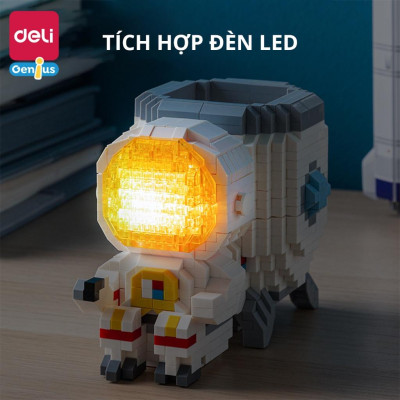 Bộ Đồ Chơi Lắp Ghép Xếp Hình Phi Hành Gia Có Đèn LED Deli - Đa Năng Làm Ống Cắm Bút Chân Đỡ Bút - Đồ Chơi Trí Tuệ Phát Triển Tư Duy, Trang Trí Góc Học Tập - 74602