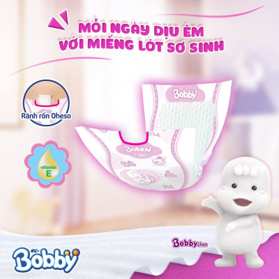 Tặng thêm 6 miếng tã quần bên trong - Miếng Lót Bobby Newborn 1 108 Miếng Êm Mềm Khô Thoáng - Miếng lót sơ sinh Bobby NB1