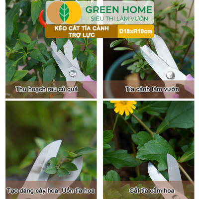 Kéo Cắt Cành GreenHome, D18xr10cm, Dụng Cụ Làm Vườn, Tối Ưu Giảm Lực Tay, Màu Sắc Hiện Đại, Dễ Sử Dụng Cắt Tỉa Hoa