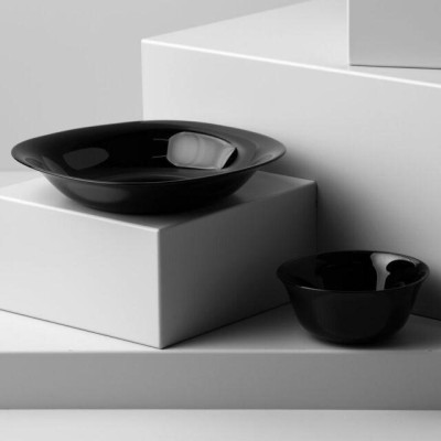 Bát (chén) ăn cơm thủy tinh Luminarc Carine màu đen 12cm H4998 | Hàng chính hãng