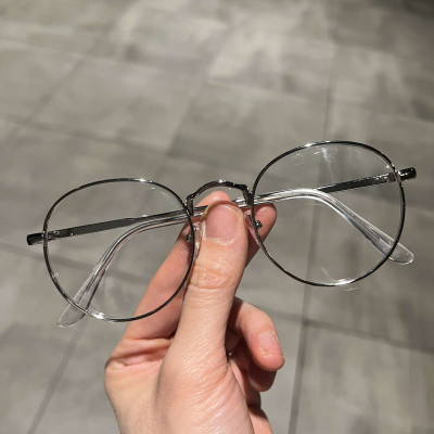 Kính mắt chống ánh sáng xanh Mắt tròn kim loại viền dày