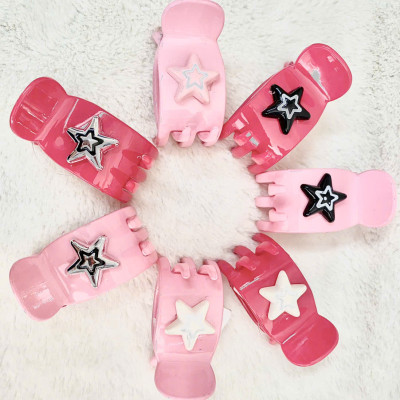 Combo 2 kẹp càng cua màu hồng đính ngôi sao