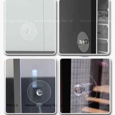 Miếng Dán Núm Tủ Ngăn Kéo Acrylic Móc Tay Kéo Cửa Sổ Tủ Lạnh Siêu Dính Không Khoan Tiện Lợi