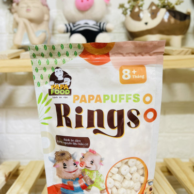 Bánh ăn dặm PAPAFOOD PAPAPUFFS RINGS - 100% Nguyên Liệu Hữu Cơ - Gói 50G