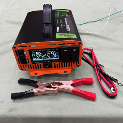 Hàng Nhật - Bộ Kích Điện 12V Lên 220V 2000W Sóng Sin Chuẩn, Màn Hình LED Hiển Thị Vôn, Dòng Tải, Nhiệt Độ | Loại Cao Cấp Bền Bỉ