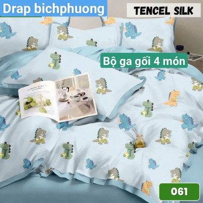 Bộ drap gối Tencel vải Hàn Quốc , đỉnh cao mát , mềm mại { drap và 3 áo gối}