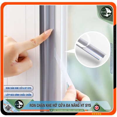 Ron Chặn Khe Cửa HT SYS - Chất Liệu PU Và PE Cải Tiến, Dài 2 Mét - Ron Dán Khe Cửa, Chân Cửa, Khung Cửa - Ngăn Gió Lùa, Cách Âm, Chống Bụi, Ngăn Côn Trùng, Chống Thoát Khí Điều Hòa, Chống Va Đập Cửa - Hàng Chính Hãng