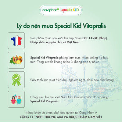 TPBVSK Special Kid Vitaprolis - Hỗ trợ giảm nguy cơ viêm đường hô hấp trên, hỗ trợ tăng cường sức đề kháng (125ml)[Siro - Nhập khẩu Pháp]