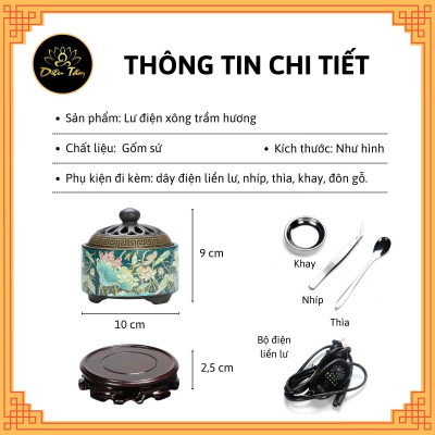 Lư điện xông trầm hoa sen có đôn gỗ dùng để xông nụ trầm hương ,nhang trầm hương được sử dụng thay cho thác khói trầm