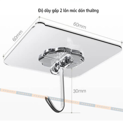 COMBO 5 Móc Dán Tường INOX Ánh Kim Dán Tường Siêu Dính Loại Dày Chịu Lực Siêu Chắc