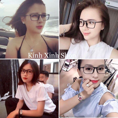 Gọng kính cận, Kính giả cận mắt vuông nhựa dẻo cho nam và nữ - Đủ size