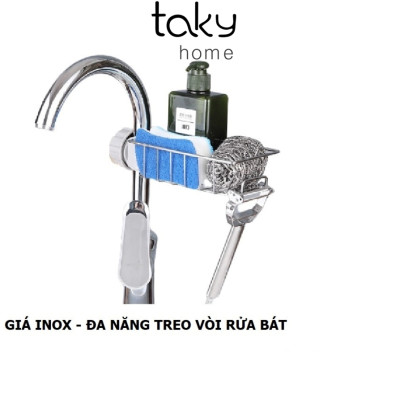 Giá Inox Gắn Vòi Nước Cho Khu Bếp Hiện Đại Cao Cấp, Giá Để Đồ Như Giẻ Rửa Bát, Chén Đĩa và Miếng Cọ Nồi, Xoong. Taky Home 4008