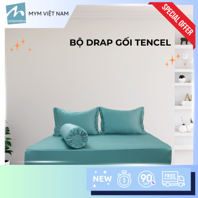 Bộ drap gối MYM chất liệu vải Tencel màu 160CM x 200CM x 30CM