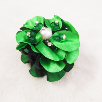 Kẹp tóc hoa đính pha lê ngọc