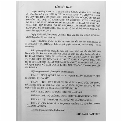 Bộ Luật Hình Sự Năm 2015 (Sửa Đổi Bổ Sung Năm 2017) - Bộ Luật Tố Tụng Hình Sự Năm 2015
