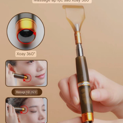 Dụng cụ Massage 2 in 1 Thu Gọn Kéo Dài 50cm Một Đầu Gãi Và By Lăn 360 Độ Từ Tính – Cây Massage Thần Thánh Gãi Lưng Bầm Huyệt Người già Người Trẻ Dùng Đều Khỏe Đẹp Làn Da