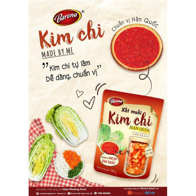 Xốt Muối Kim Chi Hàn Quốc Barona 2 gói x 180g (tặng hũ thủy tinh cao cấp)
