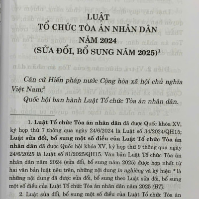 Luật tổ chức tòa án nhân dân năm 2024 (sửa đổi, bổ sung năm 2025)
