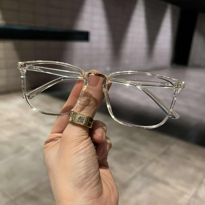 Kính mắt unisex nam nữ thời trang dáng vuông bầu trong suốt nhựa dẻo