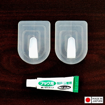 Set 02 móc dính + tuýp keo dán Kokubo Hook size M - Hàng Nội Địa Nhật Bản