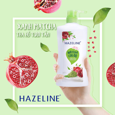 Sữa tắm Hazeline Dưỡng Thể Trắng Sáng & Mịn Da Từ Thiên Nhiên Matcha Lựu Đỏ 1kg