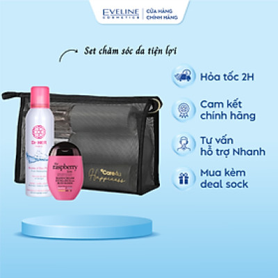 Set quà chăm sóc da tiện lợi kết hợp túi đựng mỹ phẩm cao cấp