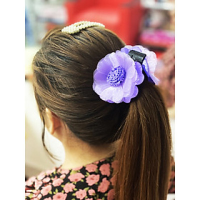 Kẹp tóc sau - kẹp tóc hoa vải màu tím môn