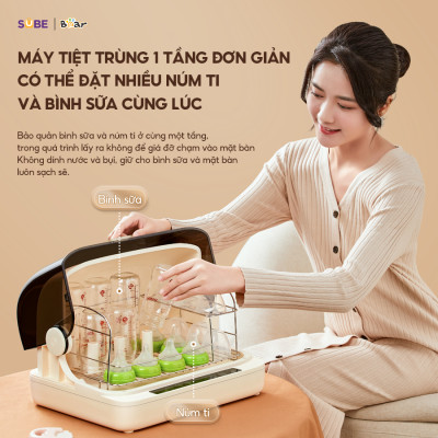 Máy Tiệt Trùng Sấy Khô UV 18L Bear Chống Ồn Tốt Khử Trùng Đa Dụng Cụ Không Tốn Điện Lưu Trữ 48H SB-MTT20 - Hàng Chính Hãng