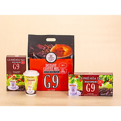 Combo Cà phê hòa tan 3in1 - G9 ( 1 túi 50 gói + hộp 25 gói + hộp 10 gói + 1 ly tiện lợi x 16g)