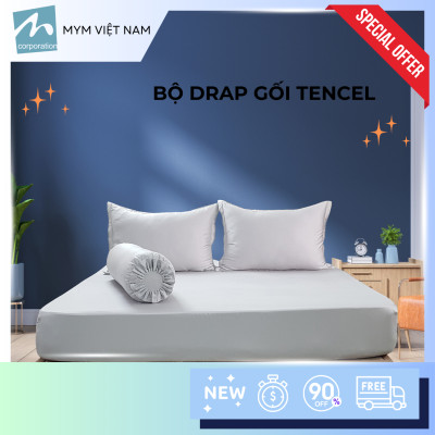 Bộ drap gối MYM chất liệu vải Tencel màu 160CM x 200CM x 30CM