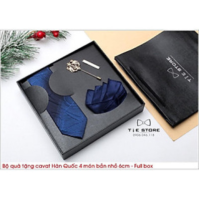 QUÀ TẶNG DOANH NHÂN CAO CẤP BẢN NHỎ 6CM - Full box kèm túi xách, màu xanh họa tiết