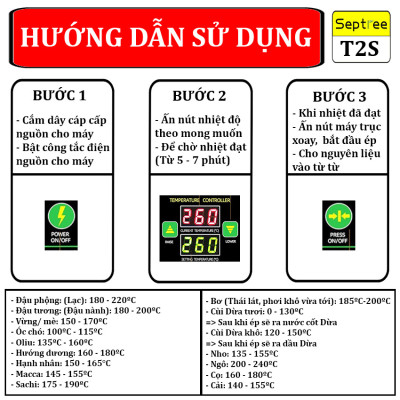 Máy ép dầu ăn thực vật chuyên dụng gia đình thương hiệu Septree T2S công suất 1000W - Trục ép dài 236mm - Bảo Hành 1 Năm - Hàng nhập khẩu
