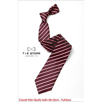 Cavat nam Hàn Quốc cao cấp bản lớn 8cm kẻ sọc - Tặng kèm hộp Full box