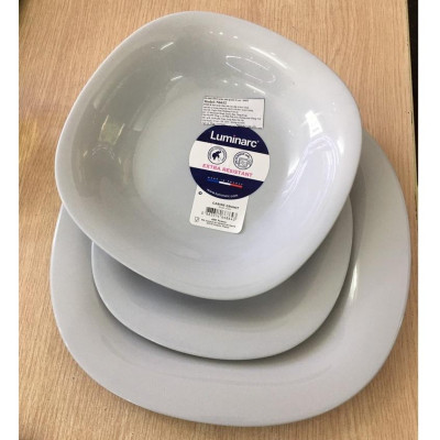 Đĩa (dĩa) thủy tinh đựng món xào, sốt Luminarc Carine Granit 21cm - N6612, dùng vi sóng, sản xuất Pháp