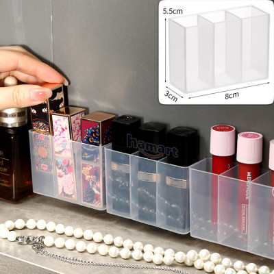 Khay Đựng Son Môi 3 Ngăn Dán Tường Hộp Nhỏ Trong Suốt Gắn Cánh Tủ Treo Đồ Trang Điểm Để Mỹ Phẩm