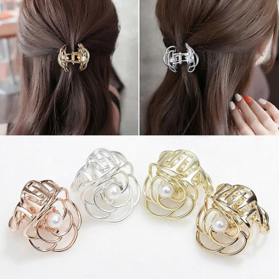 Kẹp tóc sau - hoa hồng cẩn ngọc - loại lớn