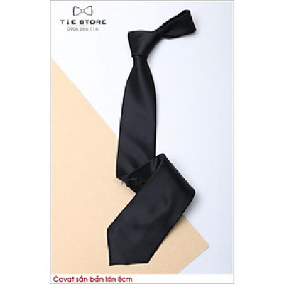 Cavat nam chất sần bản lớn 8cm - Cavat công sở bản lớn, màu đen trơn