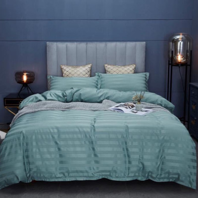 Bộ 5 món vỏ chăn drap gối cotton lụa 3F sọc 3 phân cao cấp A - dành cho khách sạn, homestay, nhà nghỉ ( hàng loại 1) + tặng kèm 1 túi thơm thảo dược