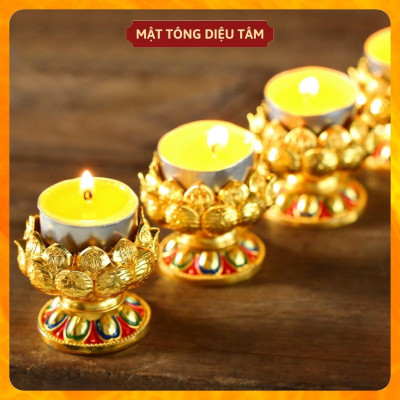 Chân nến thờ hoa sen, chân nến trang trí bàn thờ hợp kim, đồ thờ cúng cúng dường tam bảo Diệu Tâm