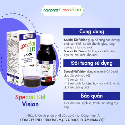 TPBVSK Special Kid Vision - Siro tăng cường thị lực, cơ chế bảo vệ mắt 3 lớp, hỗ trợ ngăn ngừa ánh sáng xanh (125ml) [Nhập khẩu Pháp]